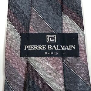 Pierre Balmain Paris Men's Striped Diagonal‎ Silk Necktie W: 3.5"